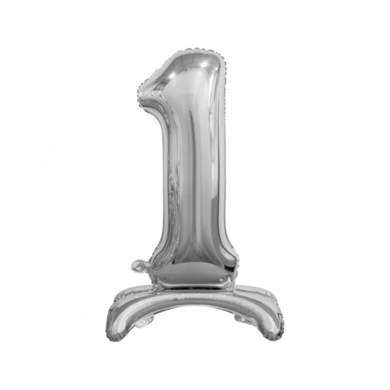 Μπαλόνι Νούμερο 1 Ασημί με βάση 74cm