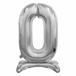 Μπαλόνι Νούμερο 0 Ασημί με βάση 74cm